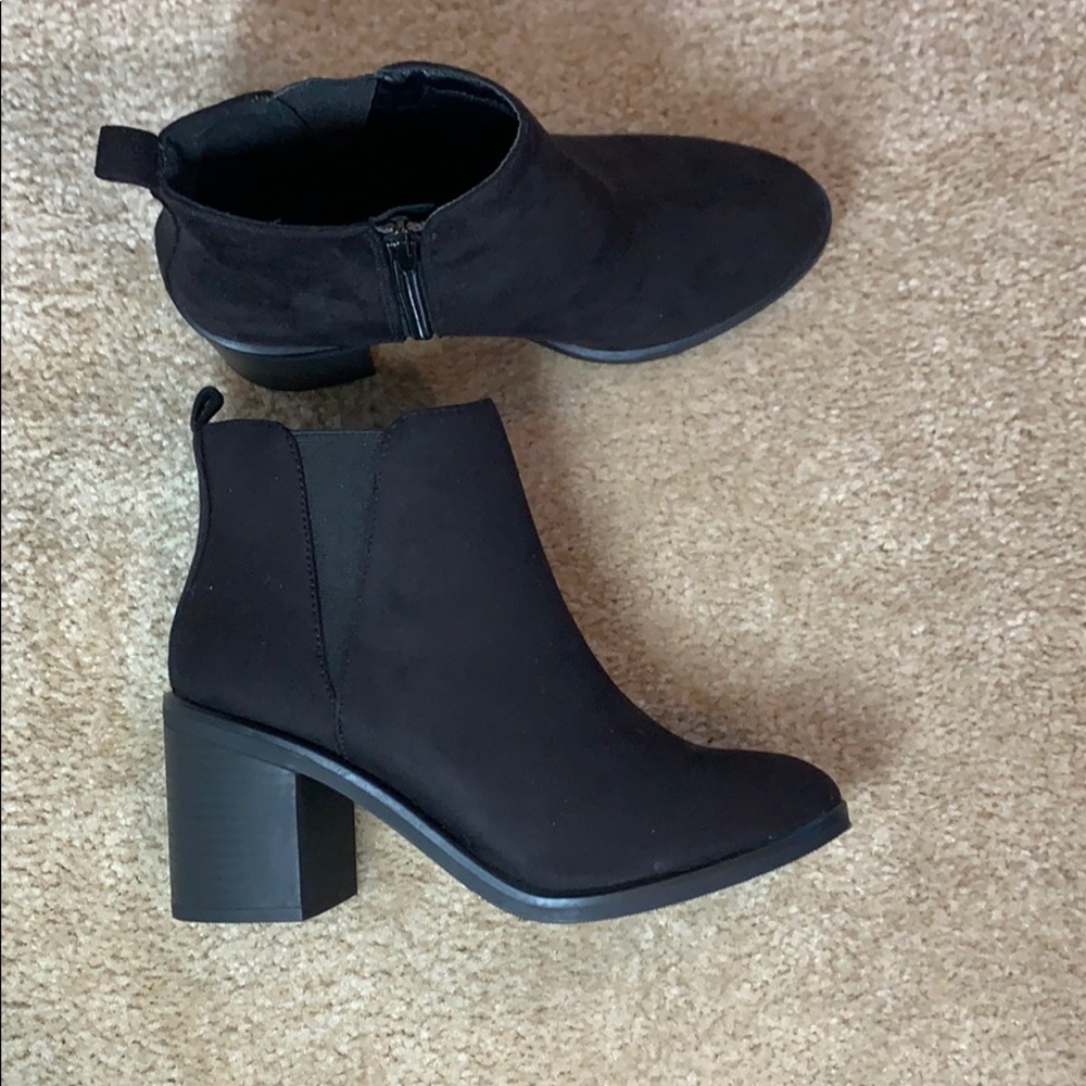 New black suede booties size 8